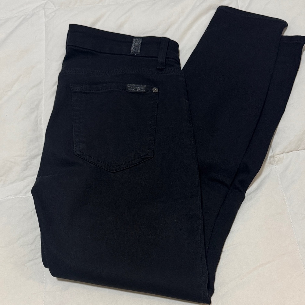 7 for All Man Kind Black Skinny Jeans Sz 27
